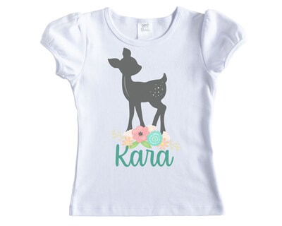 Baby Deer Personalized Girls Shirt - Short Sleeves - Long Sleeves - image1